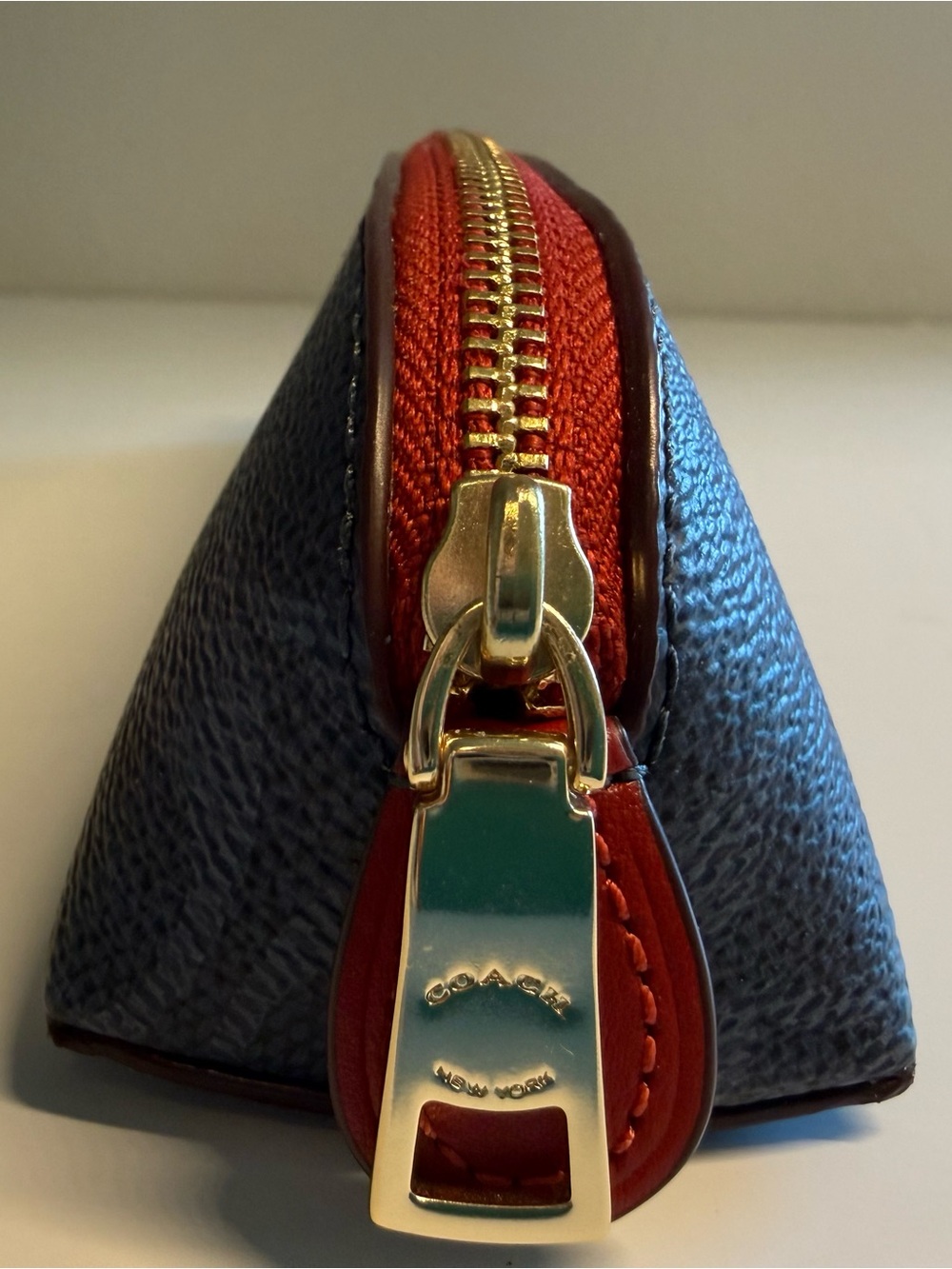 COACH pencil case signature canvas navy with red trim - Picture 6 of 8
